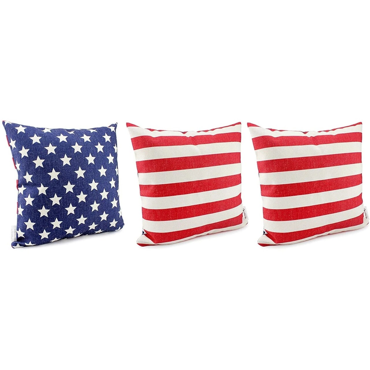 16x16 American Flag Pillow Covers 3ct Rustic Reversible 4th of July